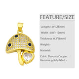 Copper CZ Big Heart Mushroom Charms for Necklaces Pendants