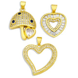Copper CZ Big Heart Mushroom Charms for Necklaces Pendants