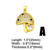 Copper CZ Big Heart Mushroom Charms for Necklaces Pendants