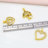 Copper CZ Big Heart Mushroom Charms for Necklaces Pendants