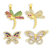 Copper Butterfly Pendants Zirconia Diy Jewelry Components