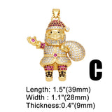 Crystal Santa Claus Pendant Necklace Copper Plated Christmas DIY