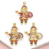 Crystal Santa Claus Pendant Necklace Copper Plated Christmas DIY