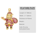 Crystal Santa Claus Pendant Necklace Copper Plated Christmas DIY