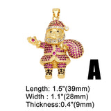 Crystal Santa Claus Pendant Necklace Copper Plated Christmas DIY