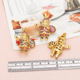 Crystal Santa Claus Pendant Necklace Copper Plated Christmas DIY