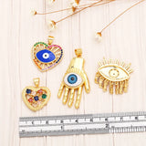 Enamel Evil Eye Fatima Hand Amulet Pendant for Jewelry Making