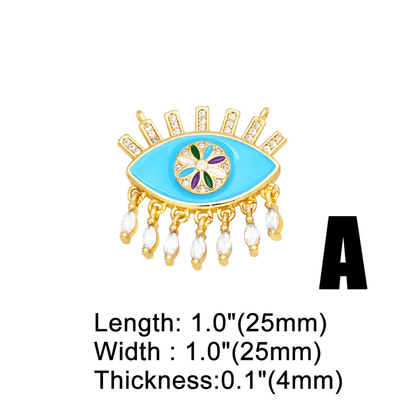 Enamel Evil Eye Fatima Hand Amulet Pendant for Jewelry Making