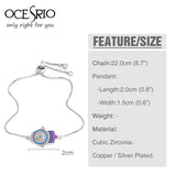 CZ Hamsa Evil Eye Bracelet Adjustable Charm for Women