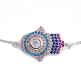 CZ Hamsa Evil Eye Bracelet Adjustable Charm for Women