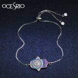 CZ Hamsa Evil Eye Bracelet Adjustable Charm for Women