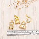 Crystal Bear Pendant for Necklace Copper Plated Heart Jewelry