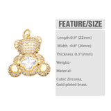 Crystal Bear Pendant for Necklace Copper Plated Heart Jewelry
