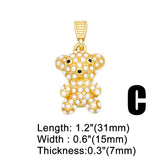 Crystal Bear Pendant for Necklace Copper Plated Heart Jewelry