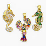 Rainbow Small Hippocampus Pendant Marine life CZ pdta076
