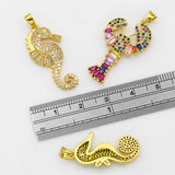 Rainbow Small Hippocampus Pendant Marine life CZ pdta076