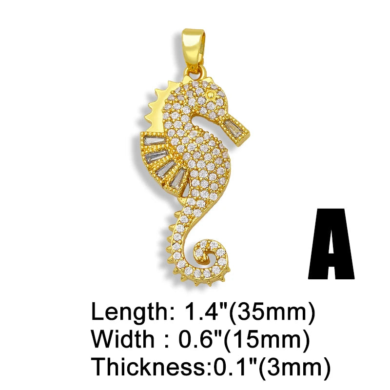 Rainbow Small Hippocampus Pendant Marine life CZ pdta076