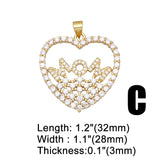 Heart Mothers Pendant for Necklace DIY Making Plated Copper Zircon Components