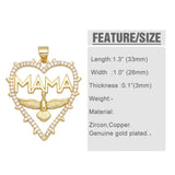 Heart Mothers Pendant for Necklace DIY Making Plated Copper Zircon Components