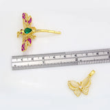 Dragonfly Charms Brass Cubic Zirconia Necklace Pendant DIY