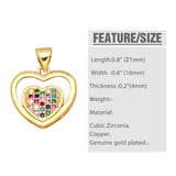 Multicolor Crystal Heart Necklace Pendant Copper Plated Red Resin Heart