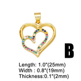 Multicolor Crystal Heart Necklace Pendant Copper Plated Red Resin Heart