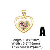 Multicolor Crystal Heart Necklace Pendant Copper Plated Red Resin Heart