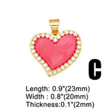 Multicolor Crystal Heart Necklace Pendant Copper Plated Red Resin Heart