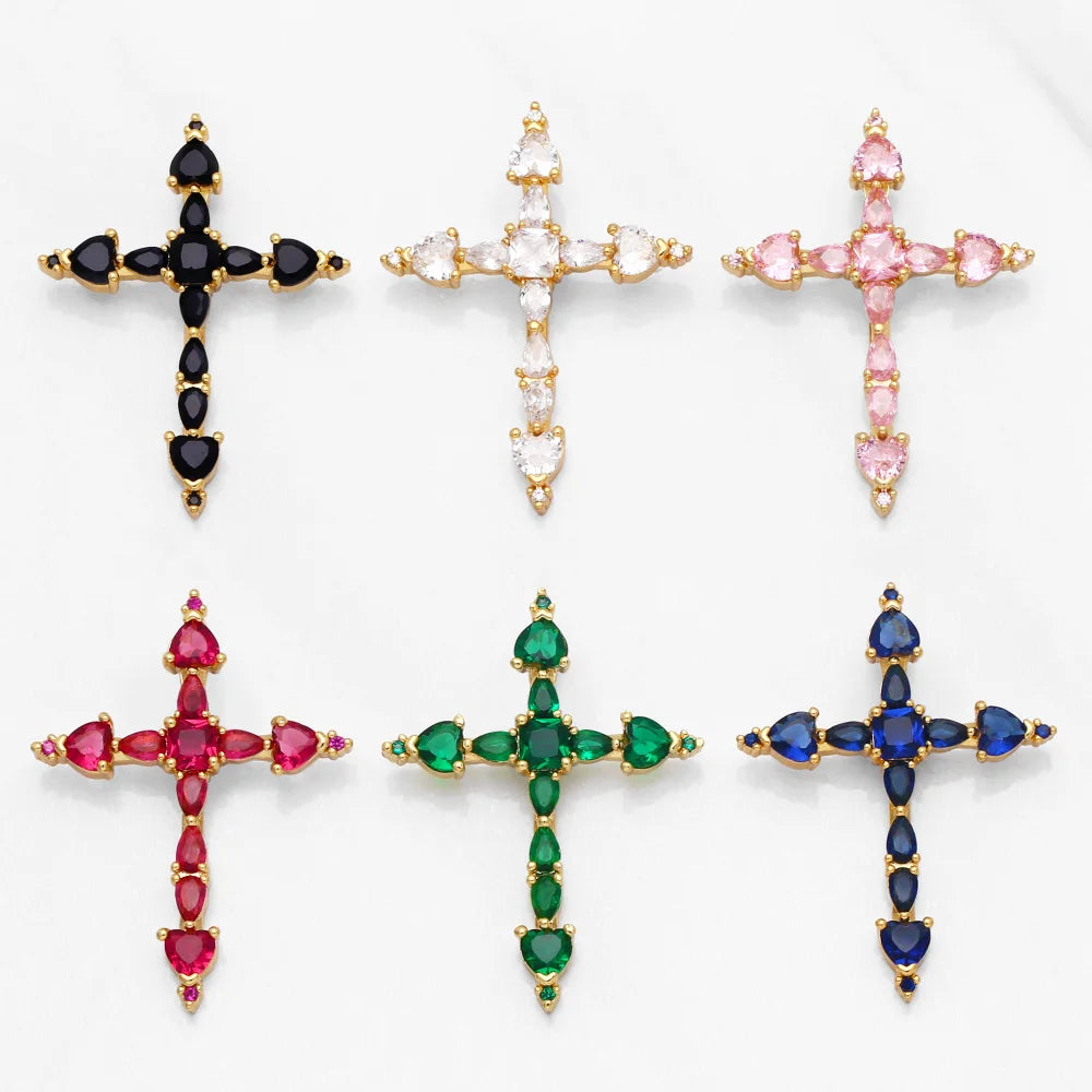 Cross Pendant CZ Crucifix Necklace Jewelry Making Supplies