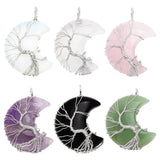 Opal Tree of Life Moon Pendant Necklace Men Women Copper Amethyst Tiger Eye