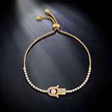 Zircon Hamsa Bracelet Silver Charm Adjustable Women brt-k45