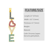 Rainbow CZ Stone LOVE Pendant Charms for Jewelry Making Evil Eye Necklace Charms