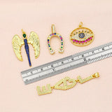 Rainbow CZ Stone LOVE Pendant Charms for Jewelry Making Evil Eye Necklace Charms