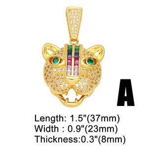 CZ Leopard Pendant Necklace Copper Plated Animal Jewelry