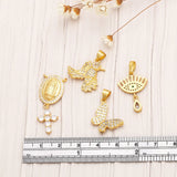 Virgin Mary Cross Pendant Necklace Bird Butterfly Jewelry