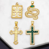 Copper Cross Pendant CZ Crucifix Necklace Jewelry Making Supply