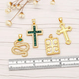 Copper Cross Pendant CZ Crucifix Necklace Jewelry Making Supply