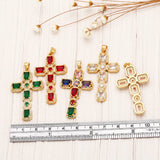 Multicolor Crystal Big Cross Pendant for Necklace Crucifix Jewelry