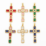 Multicolor Crystal Big Cross Pendant for Necklace Crucifix Jewelry