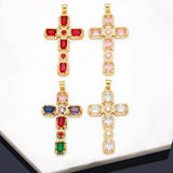Multicolor Crystal Big Cross Pendant for Necklace Crucifix Jewelry