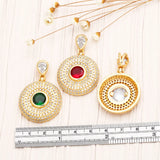 Multicolor Crystal Round Pendant Necklace CZ Jewelry