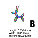 Rainbow Balloon Dog Bear Necklace Pendant Copper Electroplating