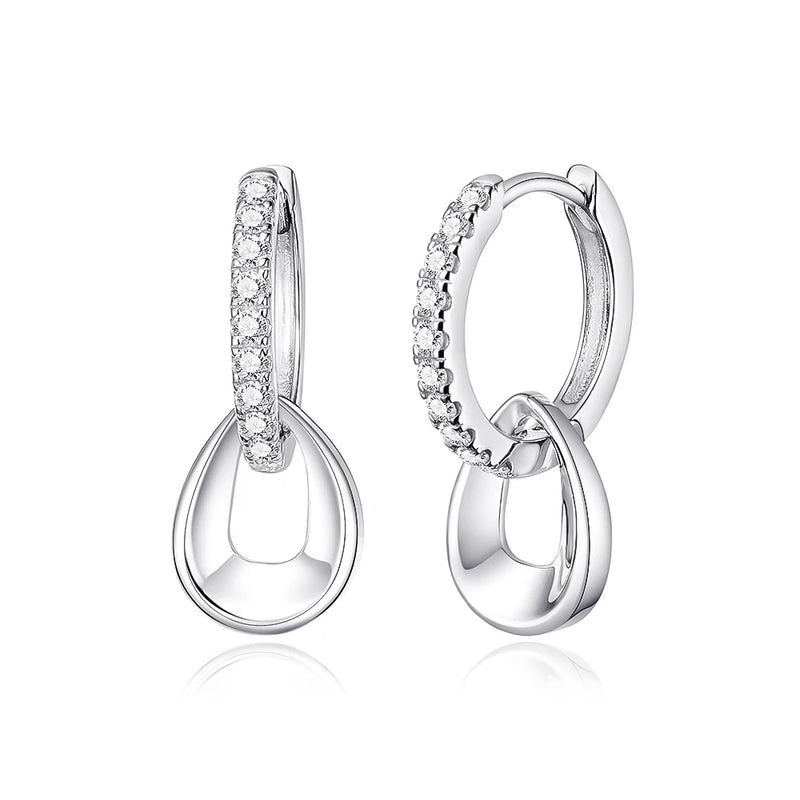 925 Silver 1.3mm Moissanite Diamond Hoop Earrings