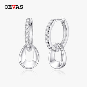 925 Silver 1.3mm Moissanite Diamond Hoop Earrings