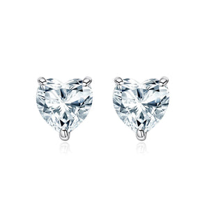 925 Silver Heart Moissanite Diamond Stud Earrings 1 Carat