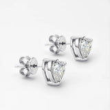 925 Silver Heart Moissanite Diamond Stud Earrings 1 Carat