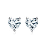 925 Silver Heart Moissanite Diamond Stud Earrings 1 Carat