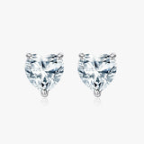 925 Silver Heart Moissanite Diamond Stud Earrings 1 Carat
