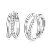 925 Silver Moissanite Double Rings Hoop Earrings Wedding Fine Jewelry