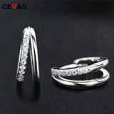 925 Silver Moissanite Double Rings Hoop Earrings Wedding Fine Jewelry